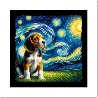 Starry Beagle Portrait - Dog Portrait Posters and Art